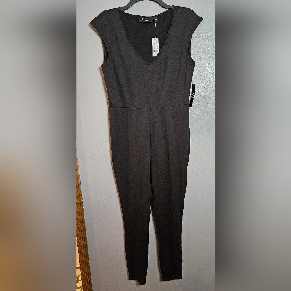 New York and Company Black Bodycon Jumpsuit. Size L.